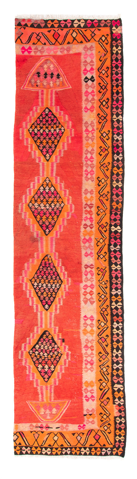 Tappeto corsia Tappeto Kelim - Vecchio - 355 x 90 cm - multicolore