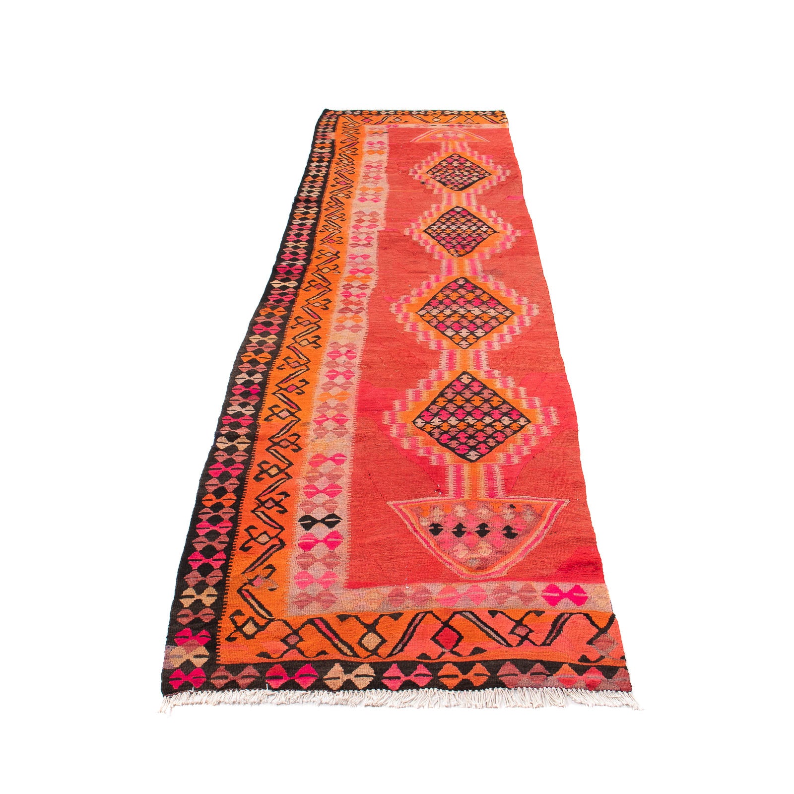 Tappeto corsia Tappeto Kelim - Vecchio - 355 x 90 cm - multicolore