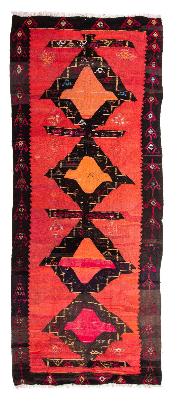 Tappeto corsia Tappeto Kelim - Vecchio - 365 x 150 cm - multicolore