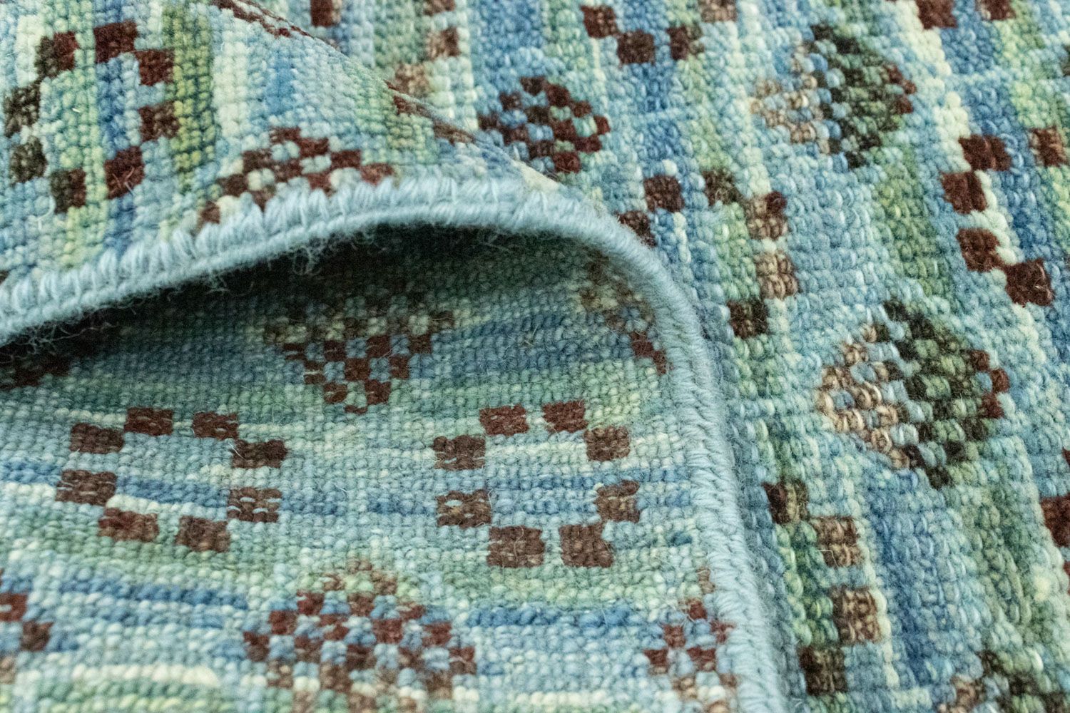 Tappeto di lana - 92 x 63 cm - blu chiaro