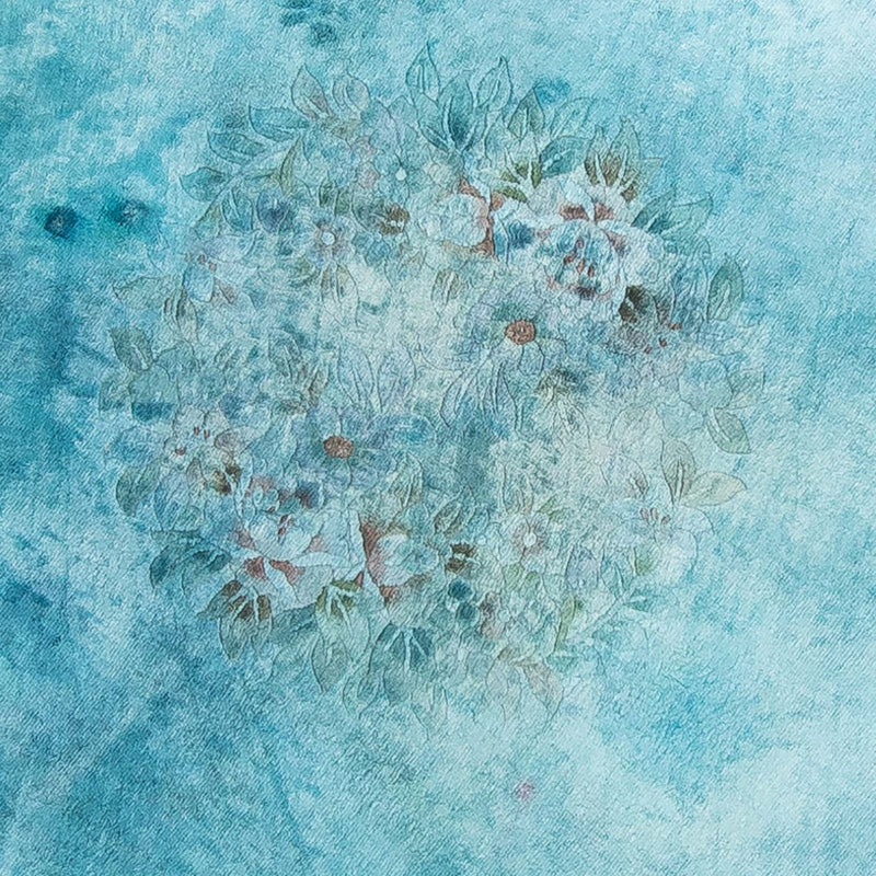 Tappeto di seta - seta cinese rotondo  - 187 x 187 cm - blu chiaro