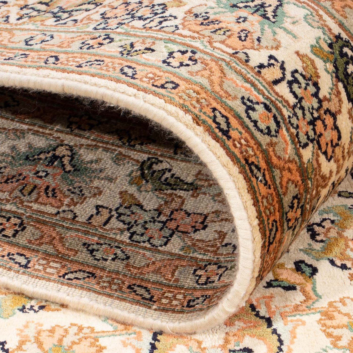 Tappeto di seta - Seta del Kashmir - 150 x 96 cm - crema