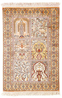 Tappeto di seta - Seta del Kashmir - 98 x 60 cm - beige