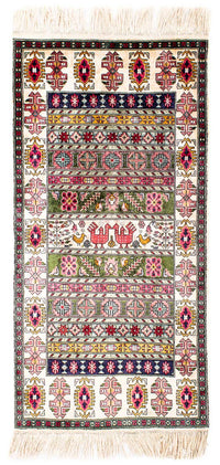 Tappeto corsia Tappeto di seta - Kayseri - 156 x 76 cm - multicolore