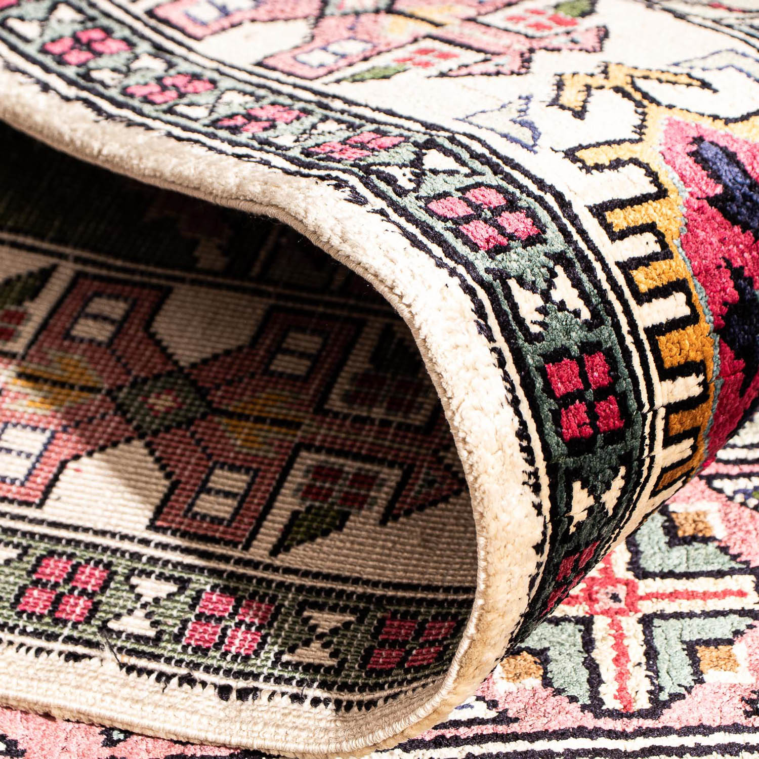 Tappeto corsia Tappeto di seta - Kayseri - 156 x 76 cm - multicolore