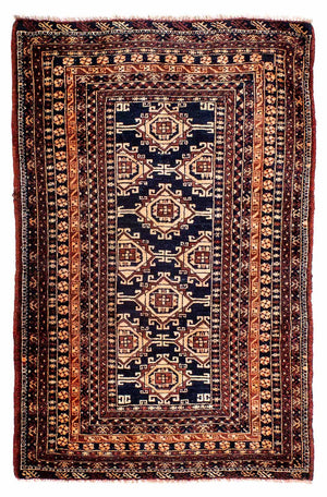 Tappeto afgano - 140 x 94 cm - blu scuro