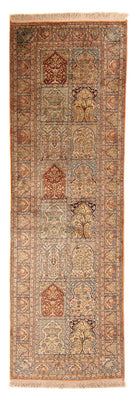 Tappeto corsia Tappeto di seta - Seta del Kashmir - 310 x 94 cm - multicolore
