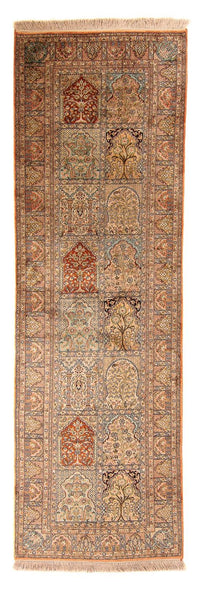 Tappeto corsia Tappeto di seta - Seta del Kashmir - 310 x 94 cm - multicolore
