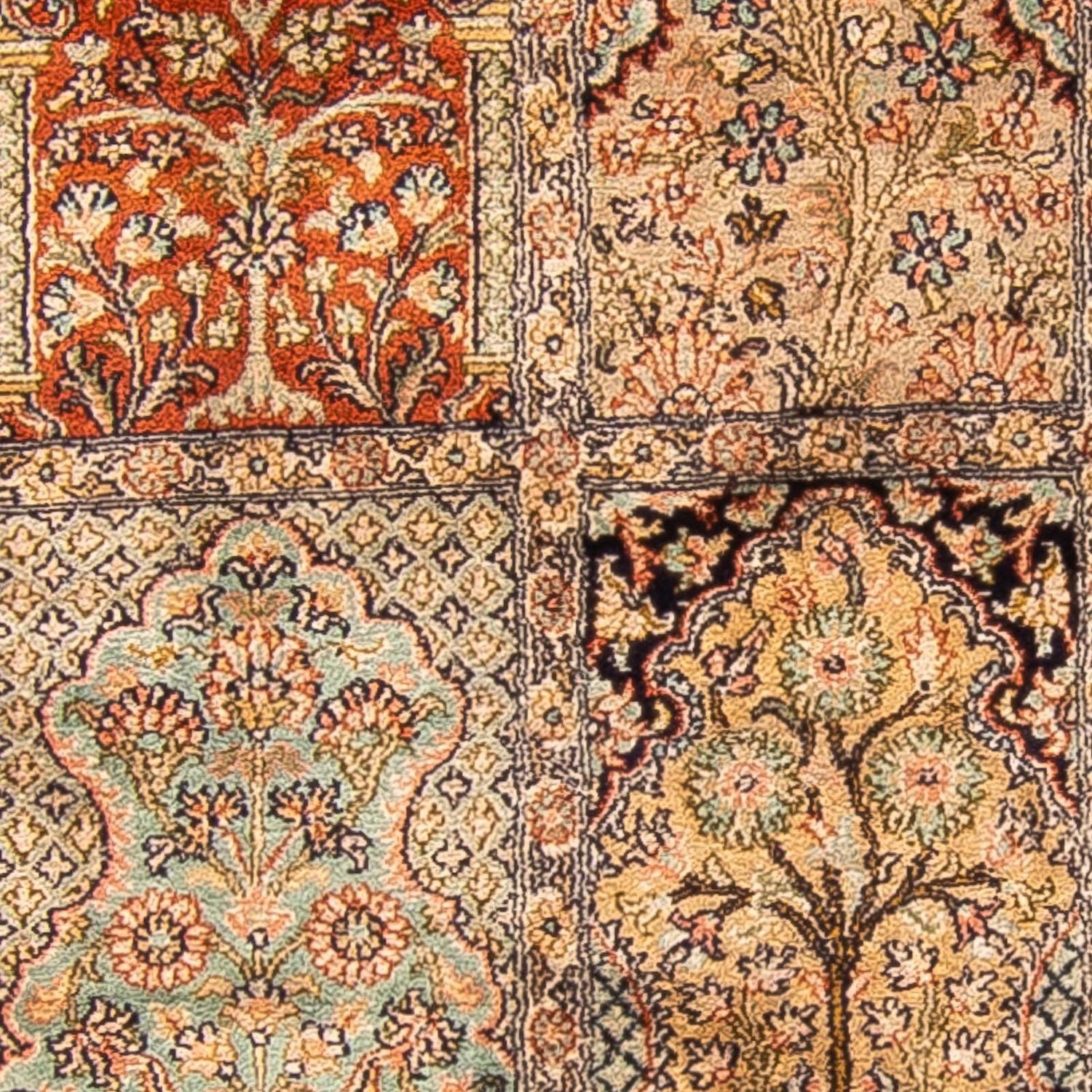 Tappeto corsia Tappeto di seta - Seta del Kashmir - 310 x 94 cm - multicolore