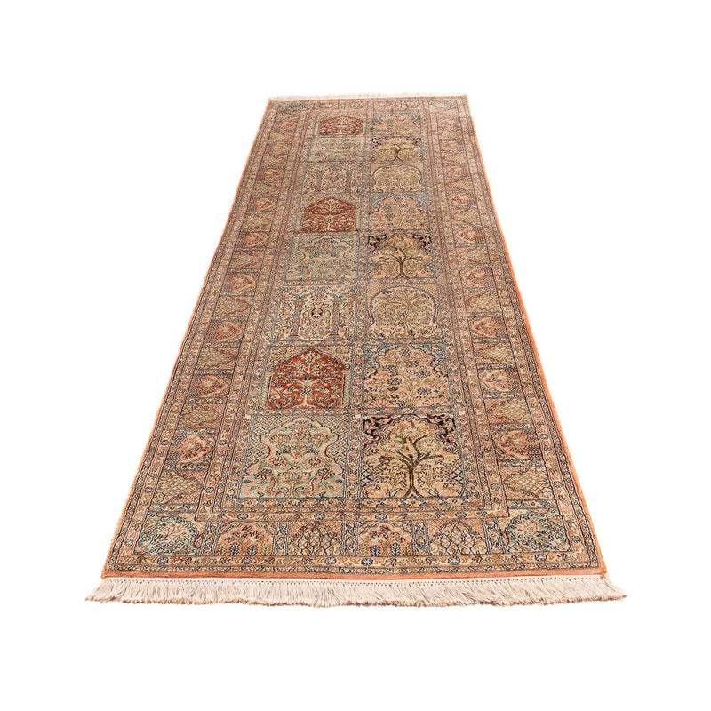 Tappeto corsia Tappeto di seta - Seta del Kashmir - 310 x 94 cm - multicolore