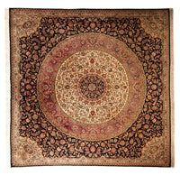 Tappeto Persero - Tabriz - Reale quadrato  - 300 x 294 cm - blu scuro