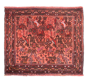 Tappeto Turkaman - 80 x 68 cm - rosso chiaro