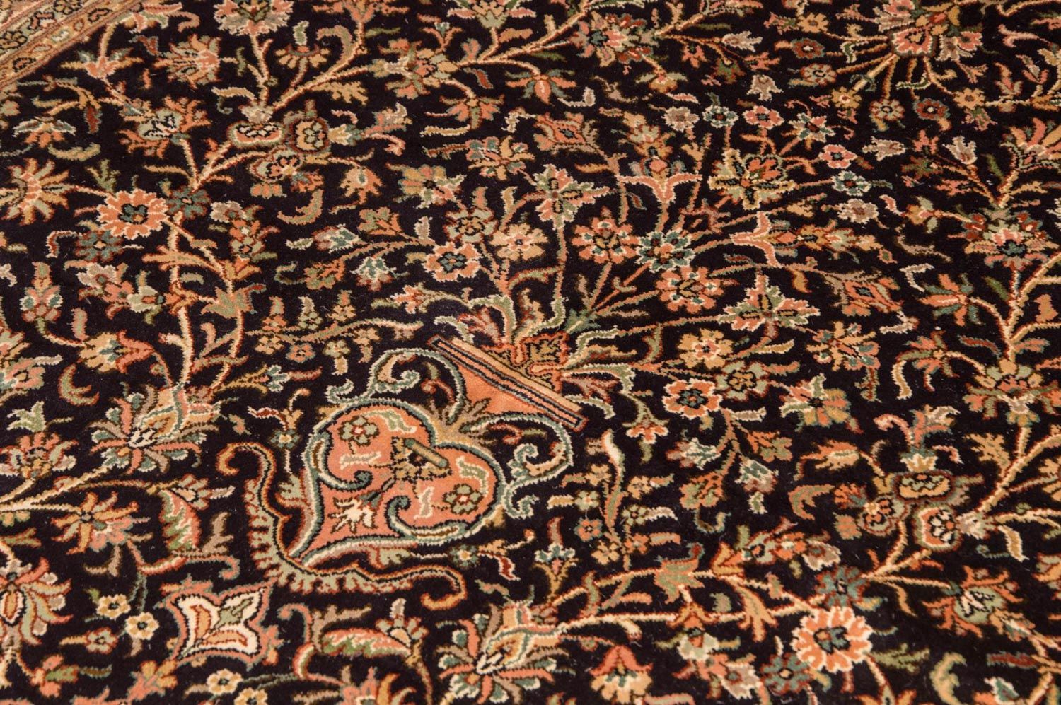 Tappeto di seta - Seta del Kashmir - 190 x 127 cm - blu scuro