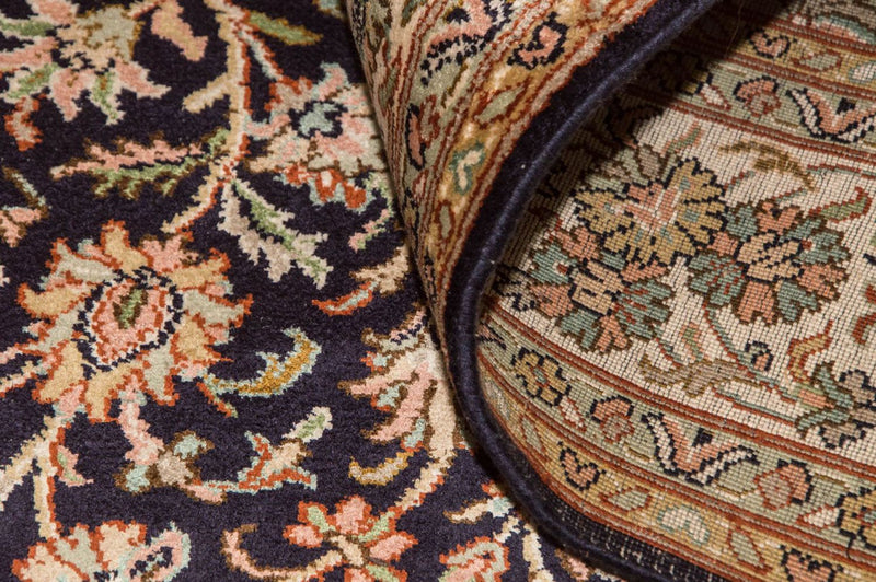 Tappeto di seta - Seta del Kashmir - 190 x 127 cm - blu scuro