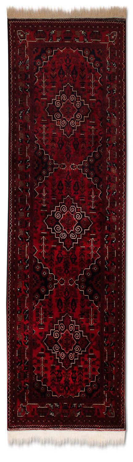 Tappeto corsia Tappeto afgano - Kunduz - 286 x 81 cm - rosso