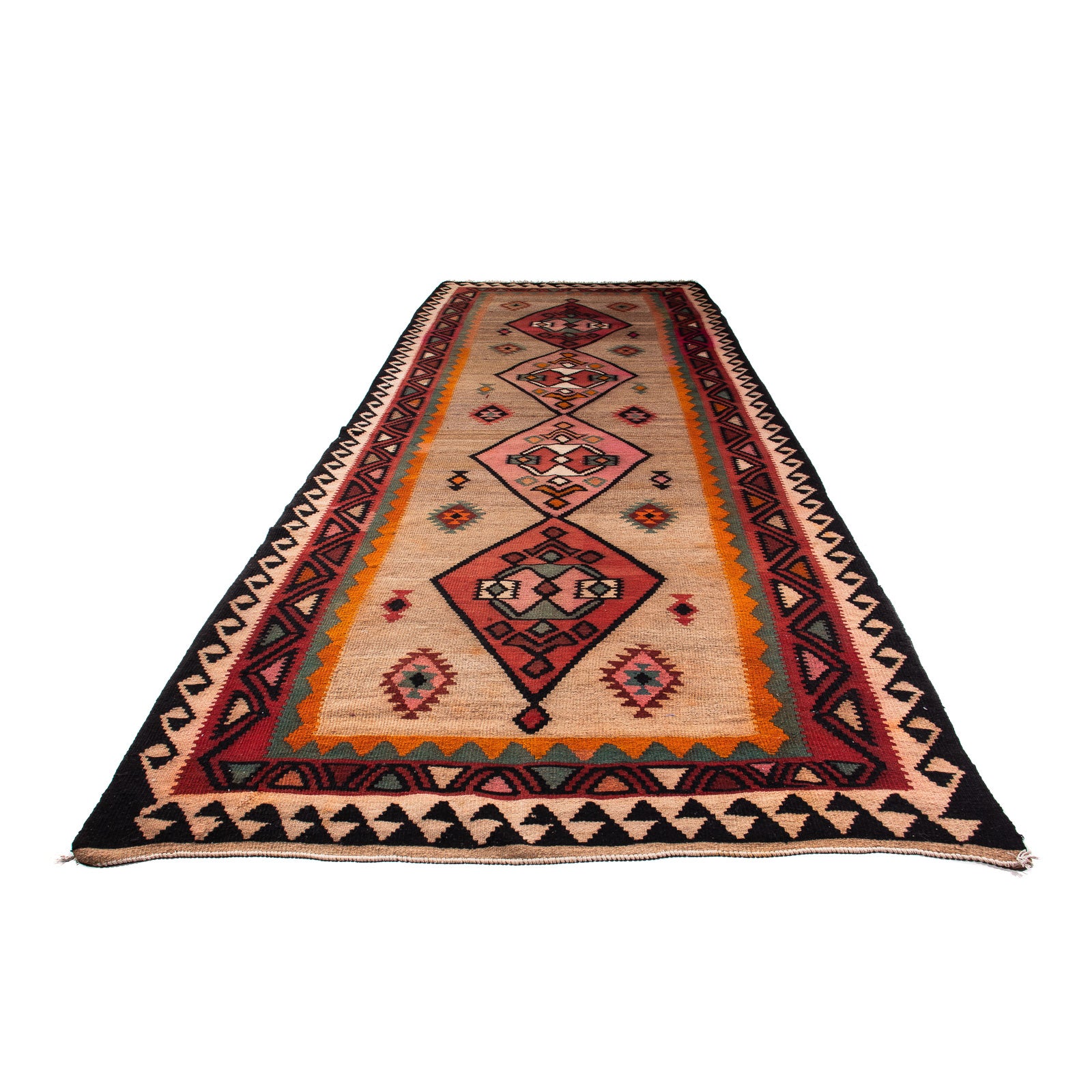 Tappeto corsia Tappeto Kelim - Vecchio - 390 x 148 cm - multicolore