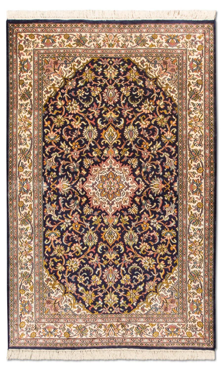 Tappeto di seta - Seta del Kashmir - 150 x 93 cm - blu scuro