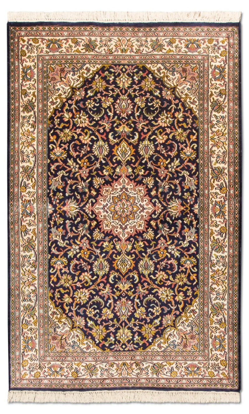 Tappeto di seta - Seta del Kashmir - 150 x 93 cm - blu scuro