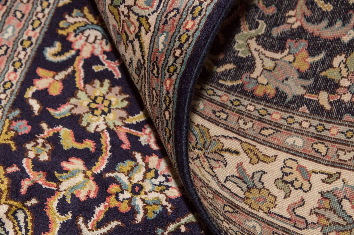 Tappeto di seta - Seta del Kashmir - 150 x 93 cm - blu scuro