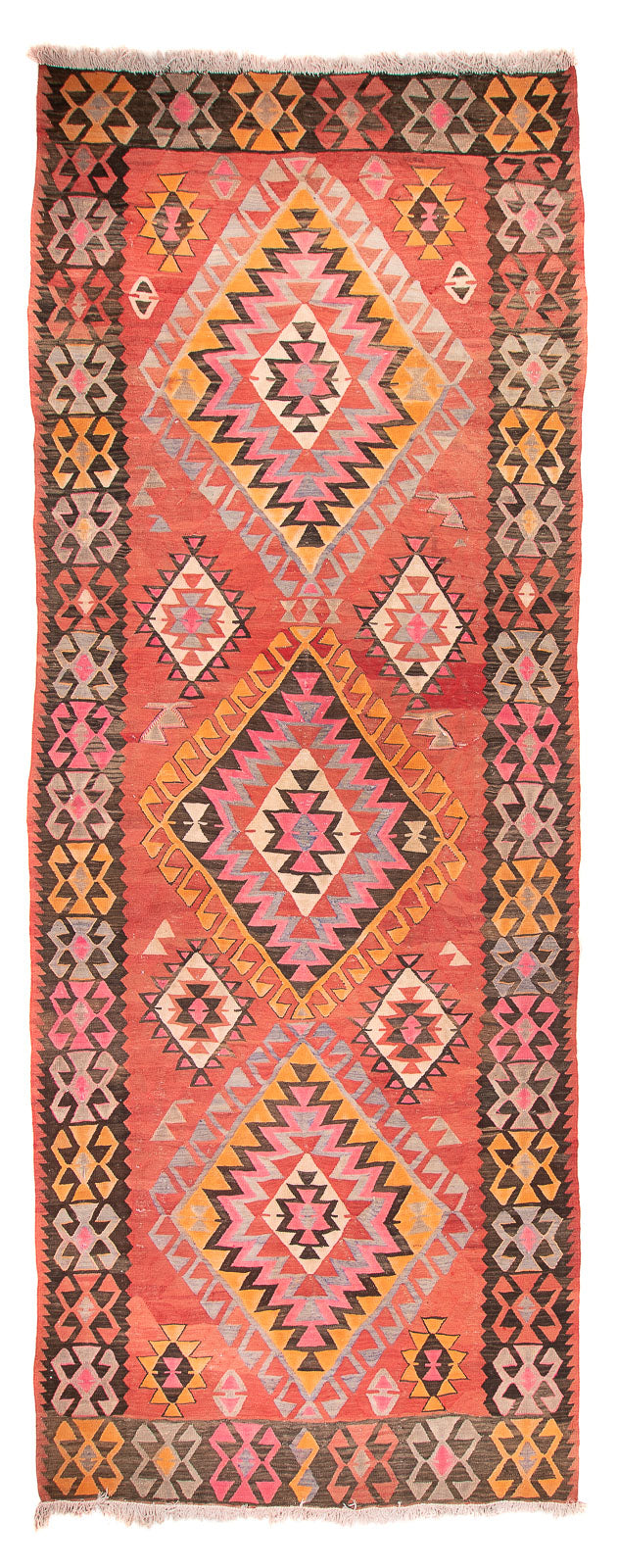 Tappeto corsia Tappeto Kelim - Vecchio - 425 x 165 cm - rosso chiaro