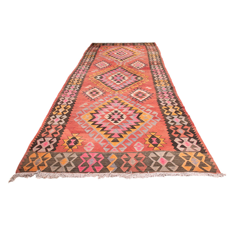 Tappeto corsia Tappeto Kelim - Vecchio - 425 x 165 cm - rosso chiaro