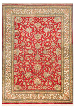 Tappeto di seta - Seta del Kashmir - 214 x 150 cm - rosso