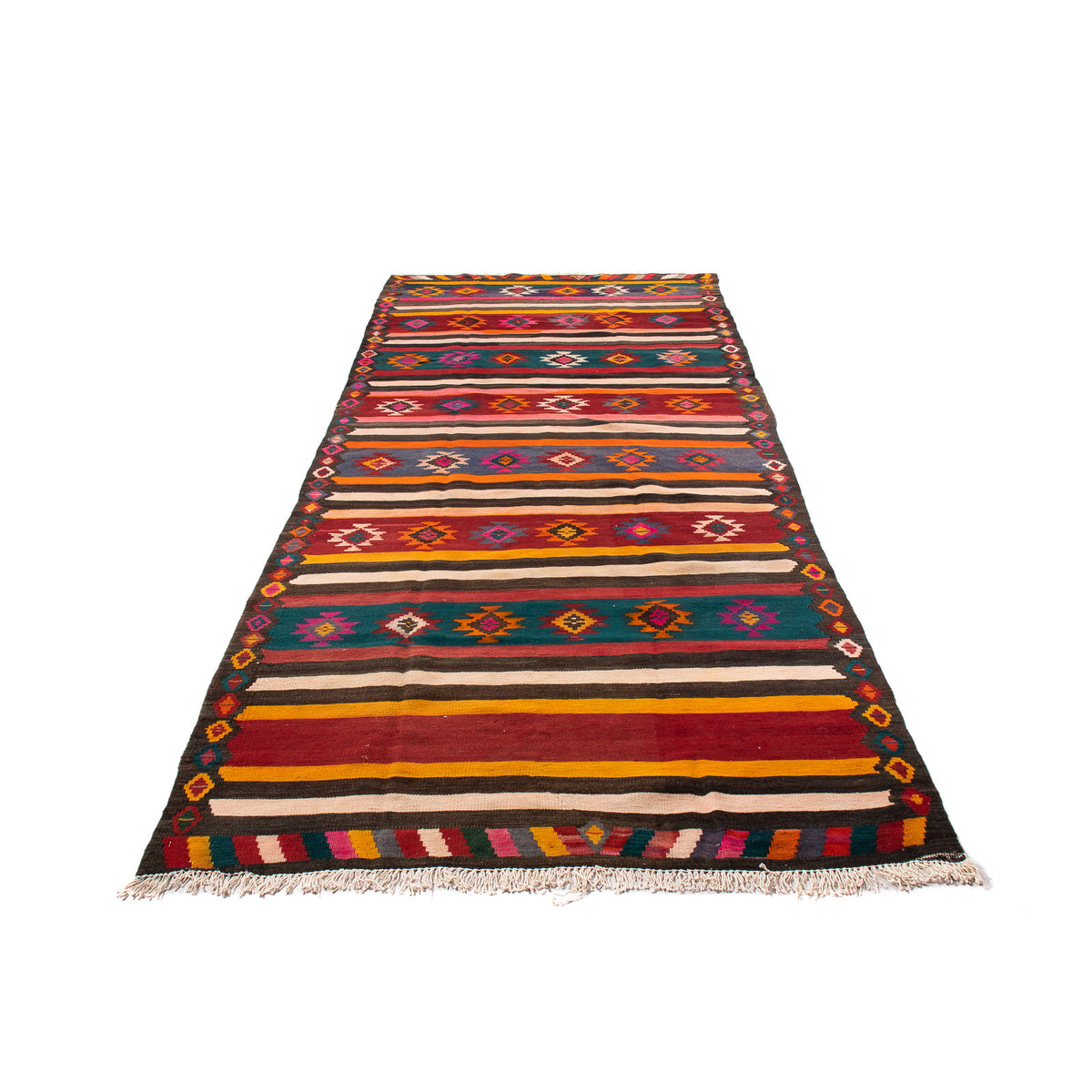 Tappeto corsia Tappeto Kelim - Vecchio - 330 x 145 cm - multicolore