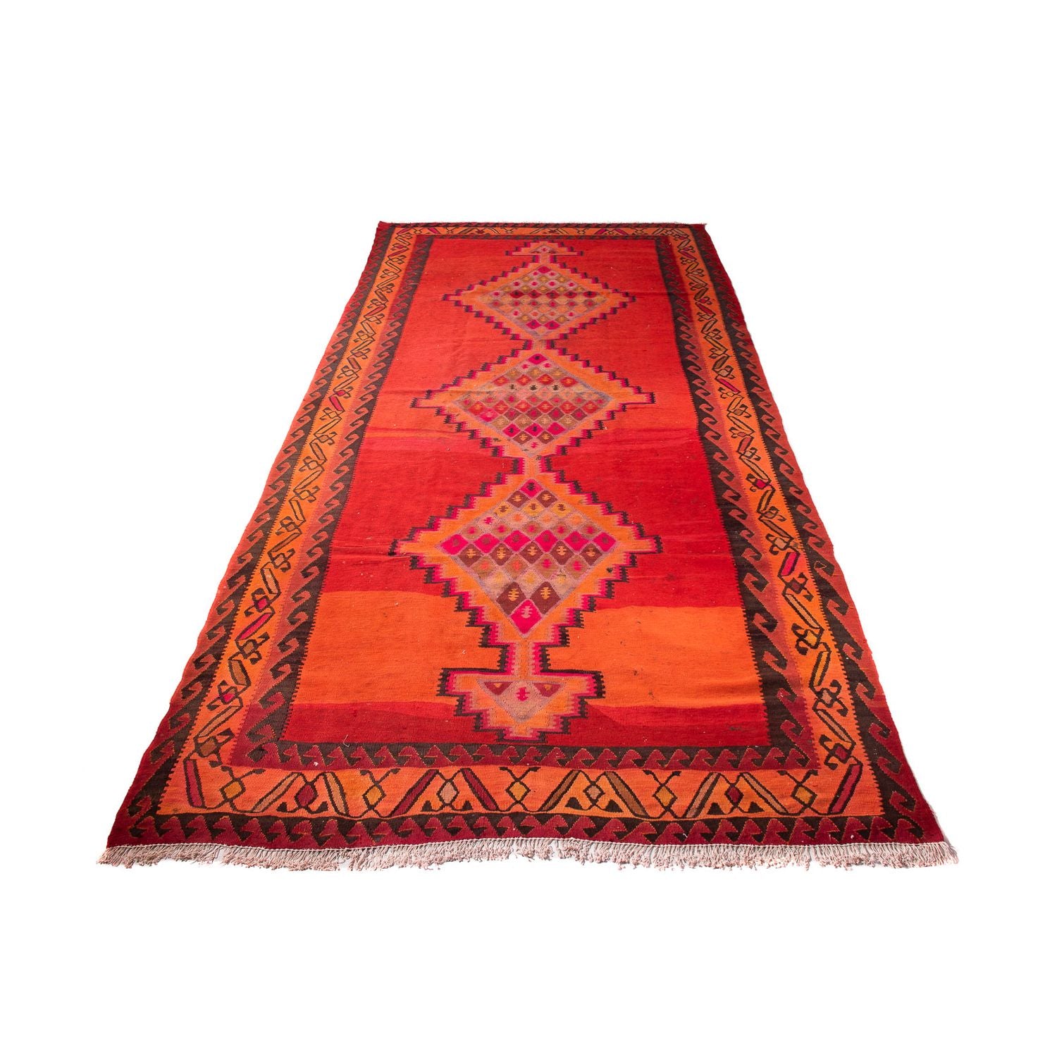 Tappeto corsia Tappeto Kelim - Vecchio - 380 x 180 cm - multicolore