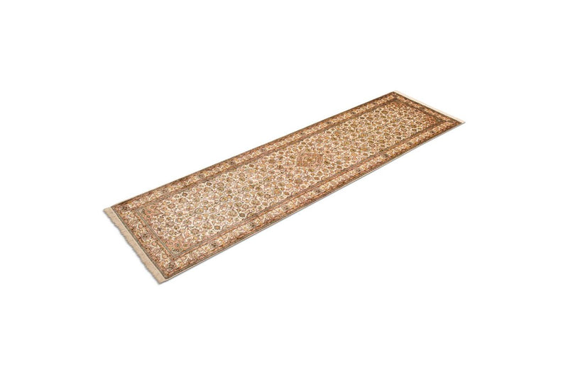Tappeto corsia Tappeto di seta - Seta del Kashmir - 301 x 79 cm - multicolore