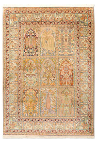Tappeto di seta - Seta del Kashmir - 184 x 124 cm - multicolore