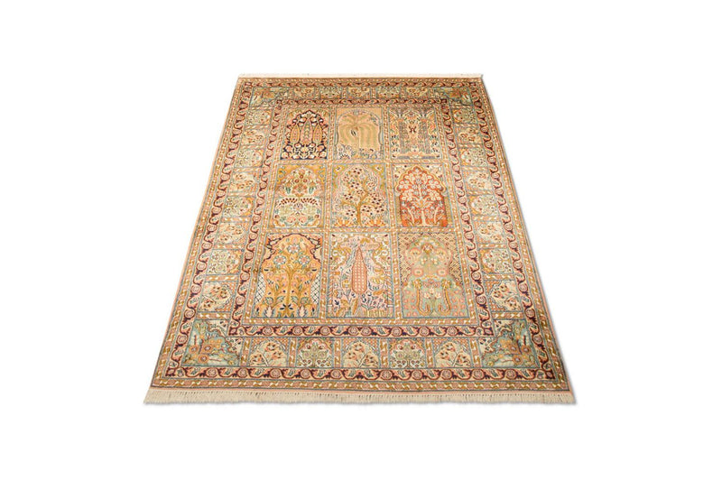 Tappeto di seta - Seta del Kashmir - 184 x 124 cm - multicolore