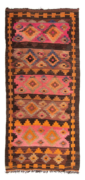 Tappeto corsia Tappeto Kelim - Vecchio - 260 x 120 cm - multicolore