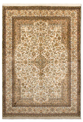 Tappeto di seta - Seta del Kashmir - 186 x 126 cm - beige