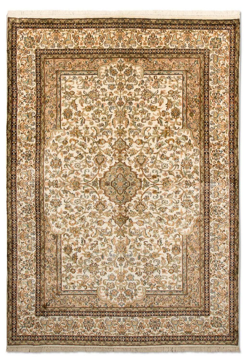 Tappeto di seta - Seta del Kashmir - 186 x 126 cm - beige