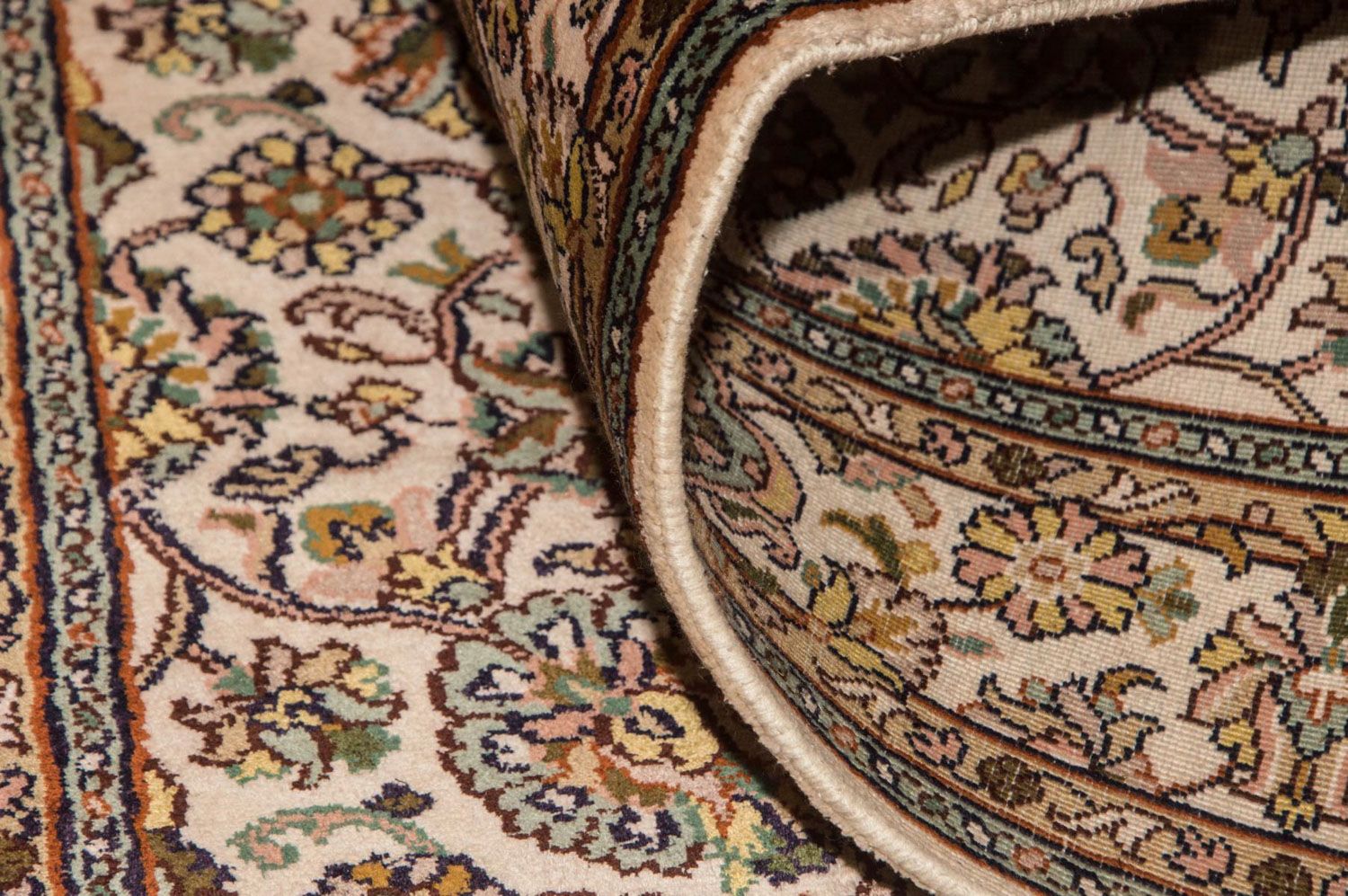 Tappeto corsia Tappeto di seta - Seta del Kashmir - 300 x 79 cm - beige