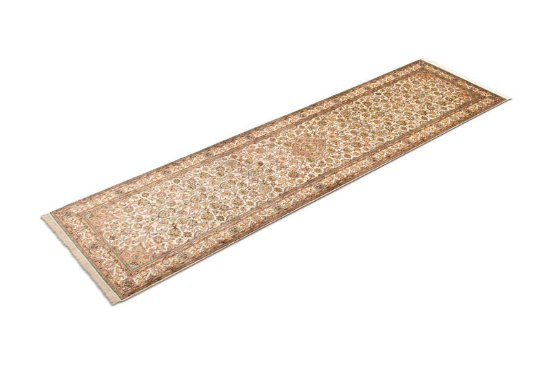 Tappeto corsia Tappeto di seta - Seta del Kashmir - 300 x 79 cm - beige