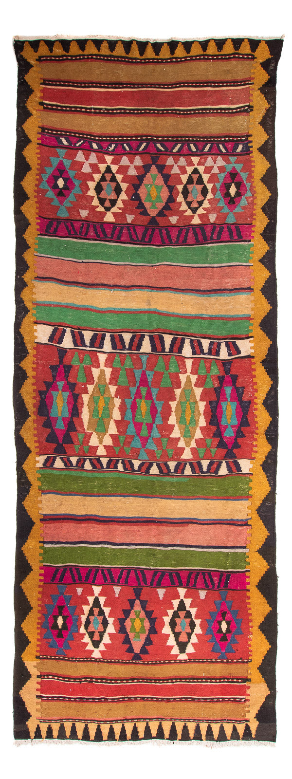 Tappeto corsia Tappeto Kelim - Vecchio - 355 x 140 cm - multicolore