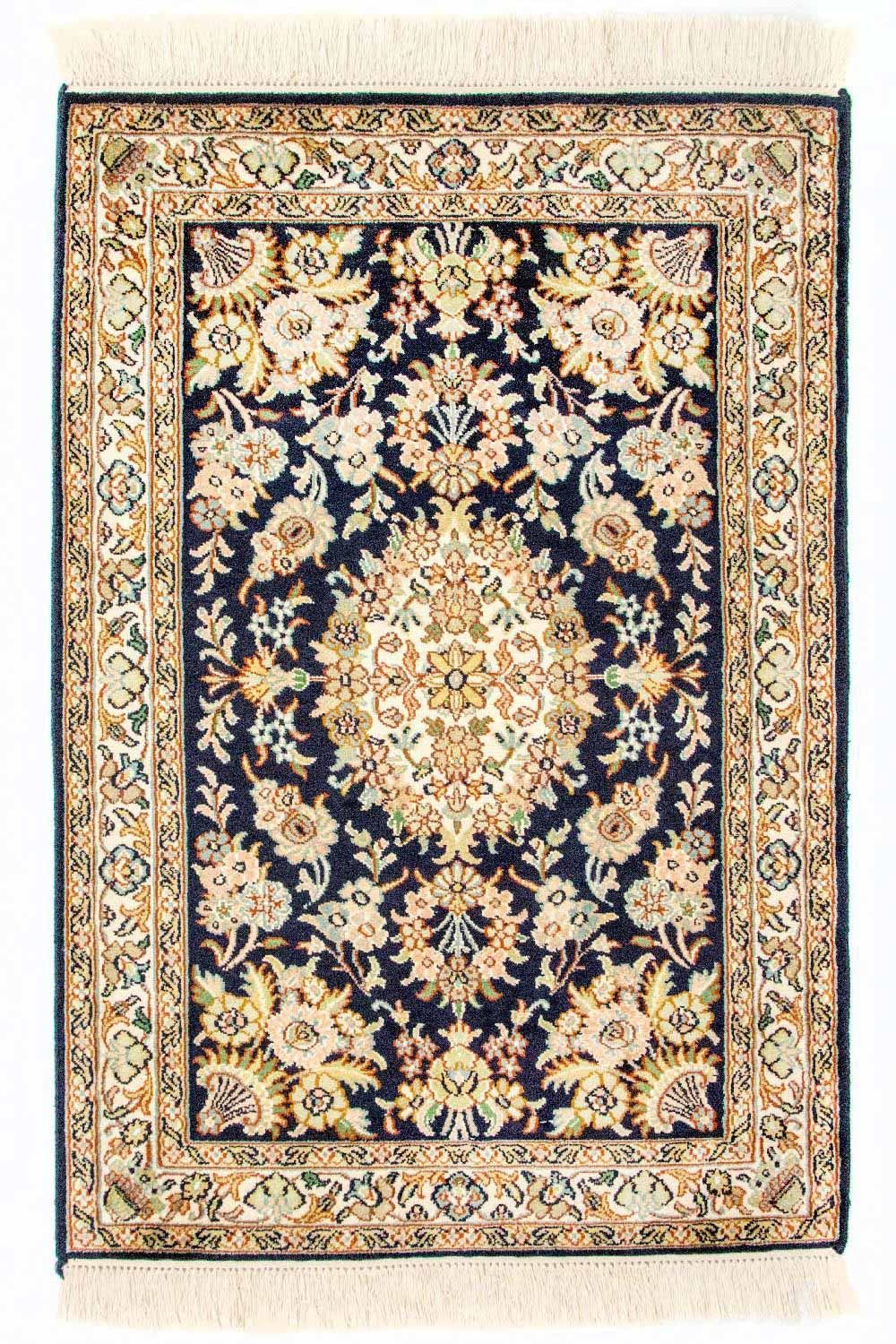 Tappeto di seta - Seta del Kashmir - 98 x 63 cm - blu