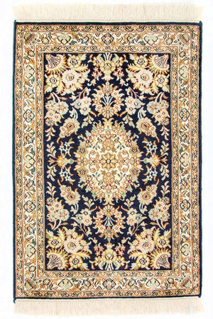 Tappeto di seta - Seta del Kashmir - 98 x 63 cm - blu