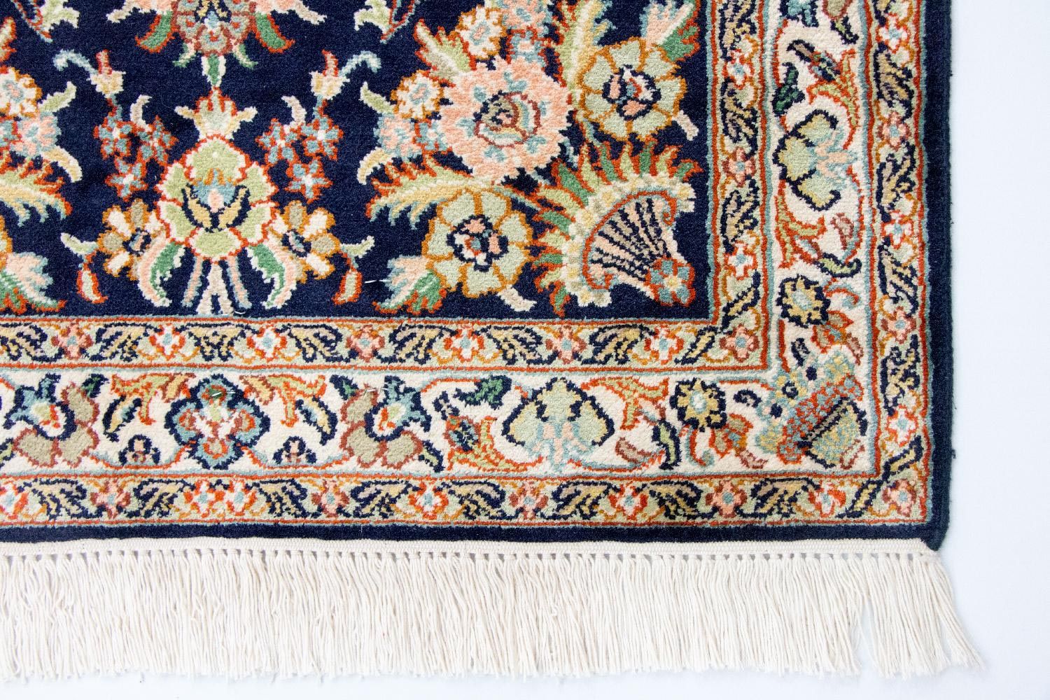 Tappeto di seta - Seta del Kashmir - 98 x 63 cm - blu