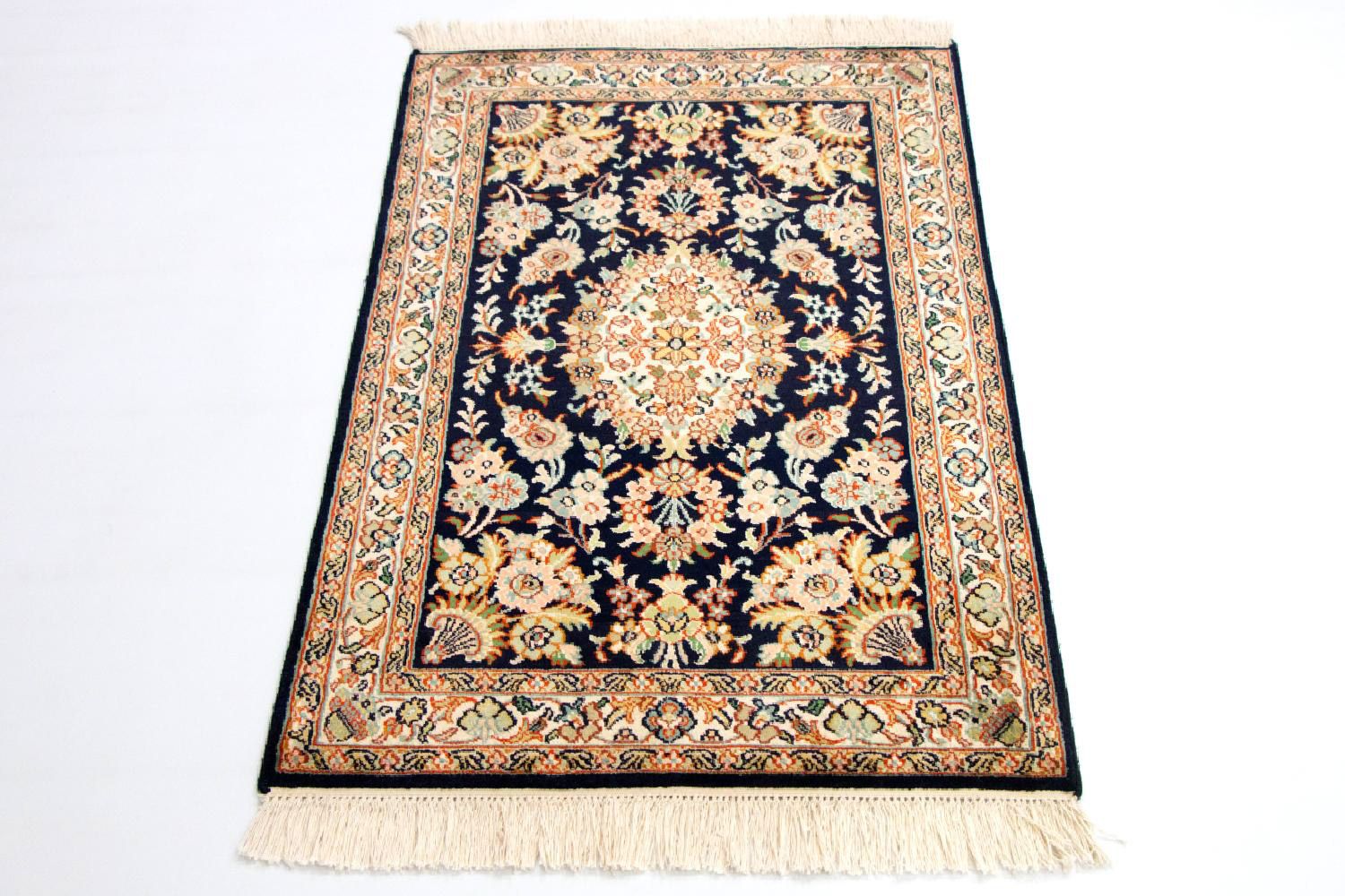 Tappeto di seta - Seta del Kashmir - 98 x 63 cm - blu