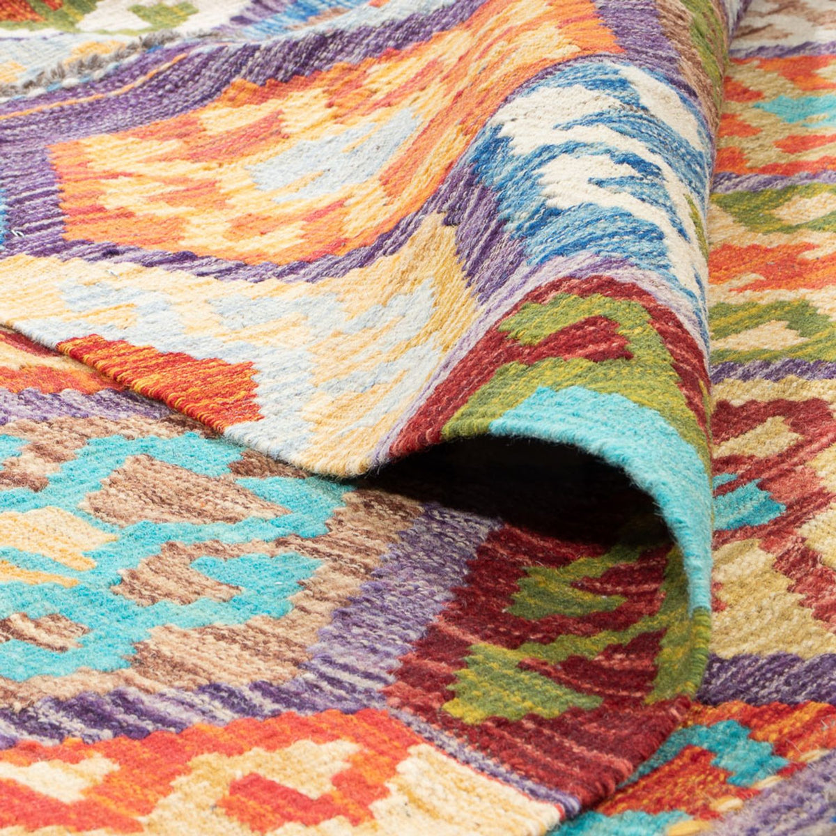 Tappeto Kelim - Splash quadrato  - 201 x 189 cm - multicolore