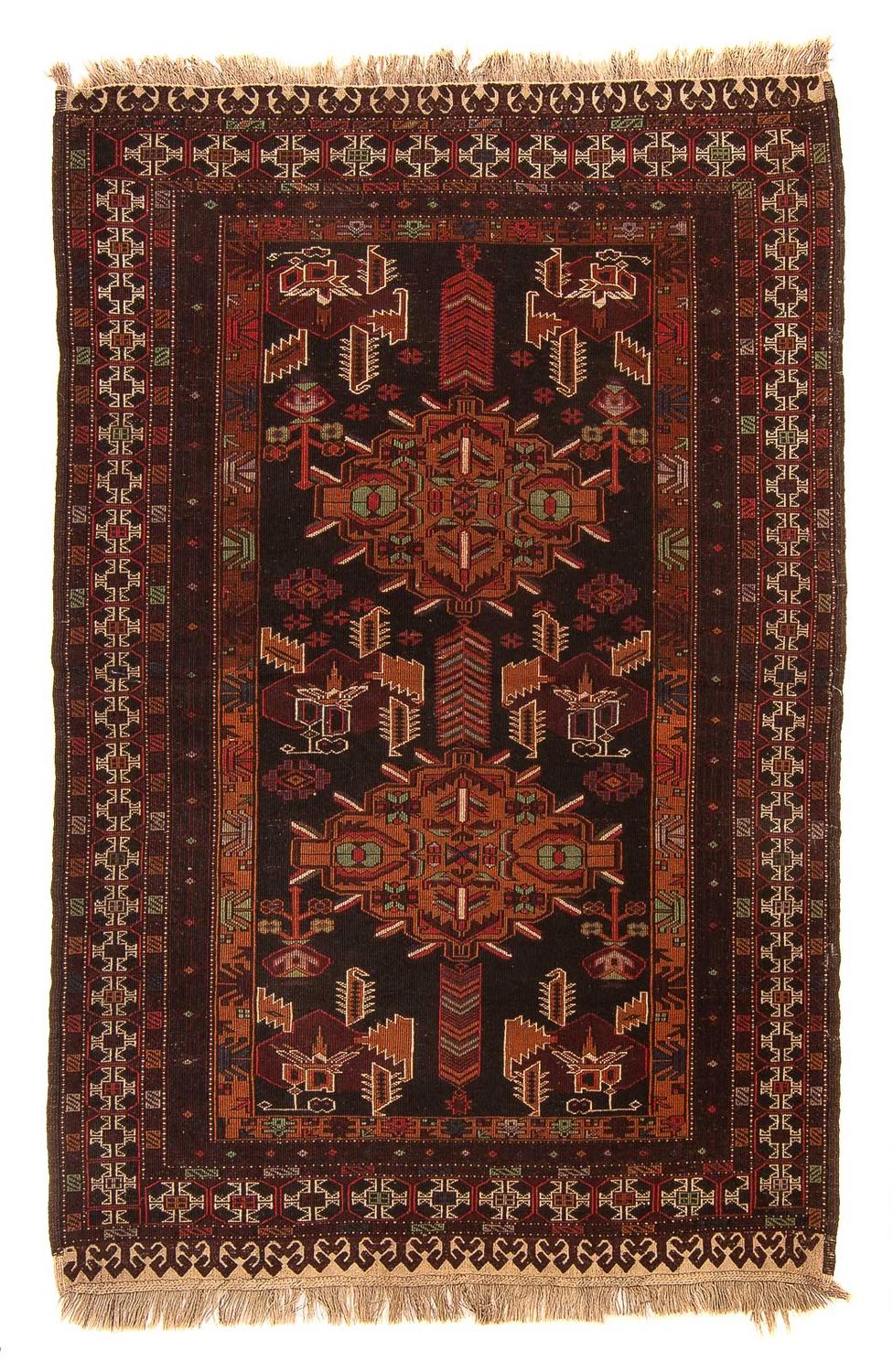 Tappeto afgano - 189 x 127 cm - marrone