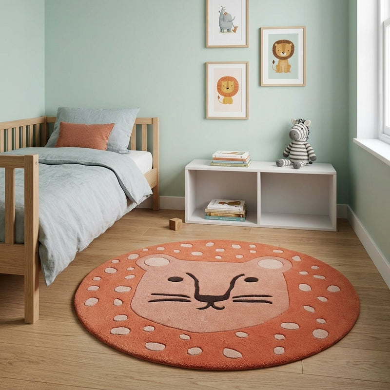 Leone Tappeto per Bambini Rotondo