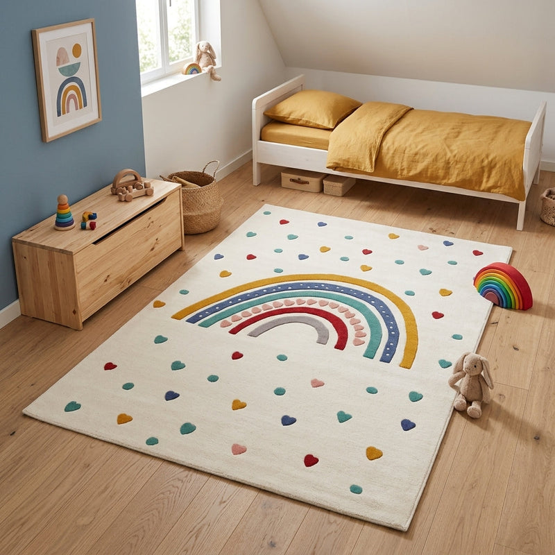 Arcobaleno Cuori Tappeto per Bambini