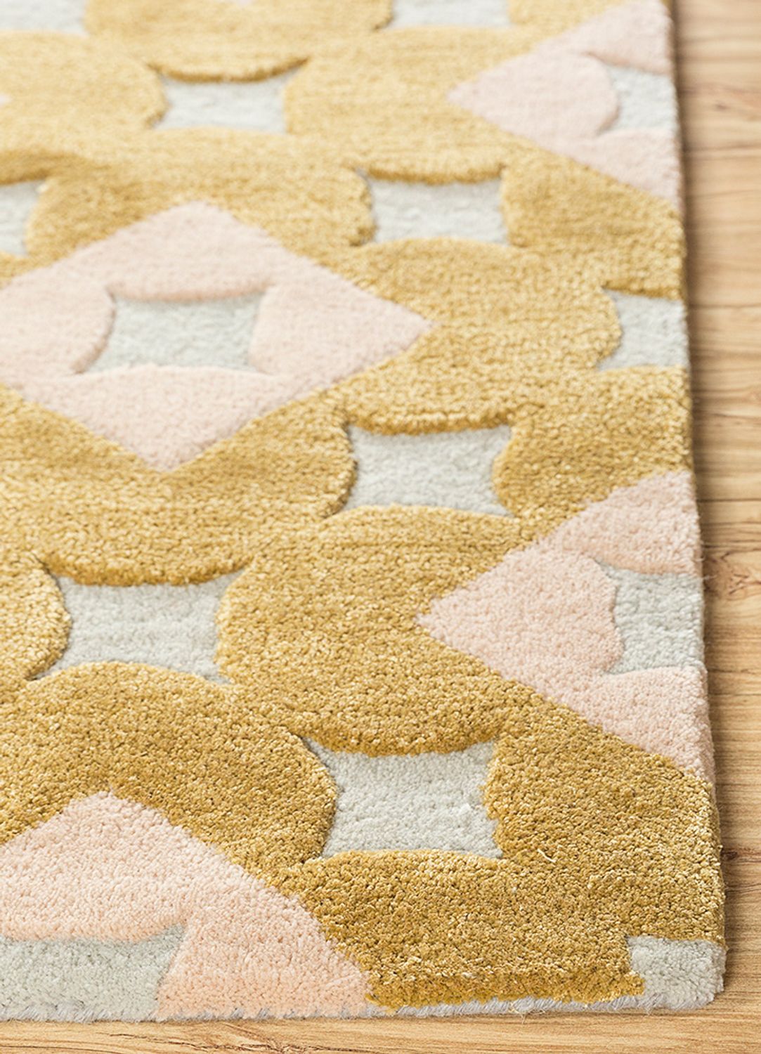 Tappeto di lana quadrato  - 180 x 180 cm - oro