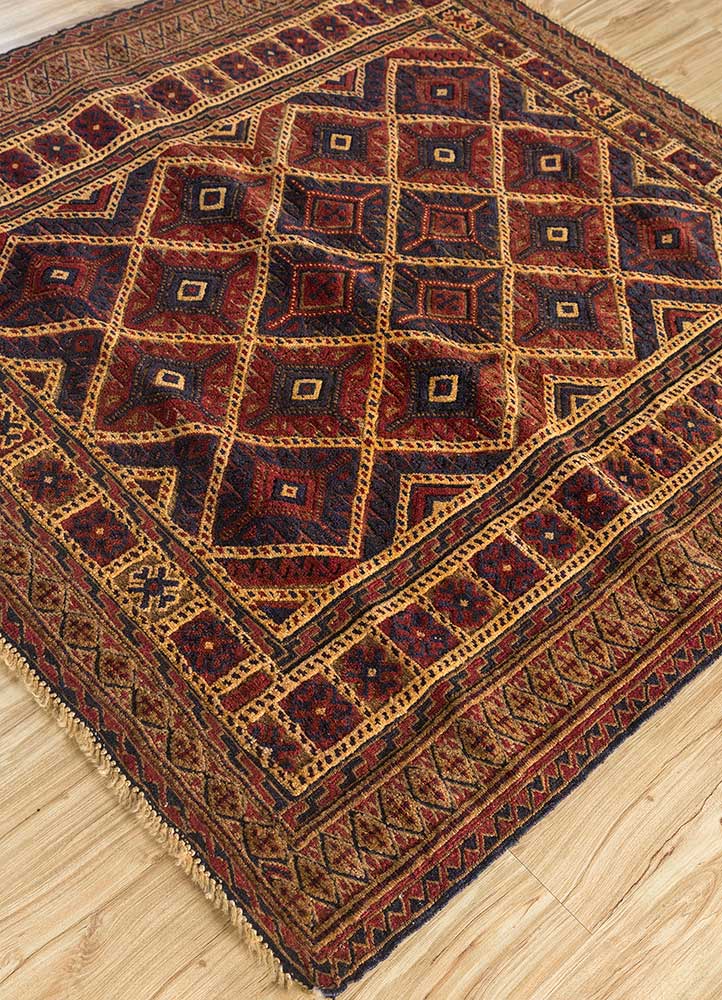 Tappeto di lana quadrato  - 120 x 120 cm - oro