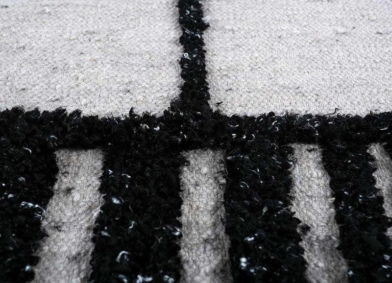 Tappeto di lana - 240 x 150 cm - bianco e nero