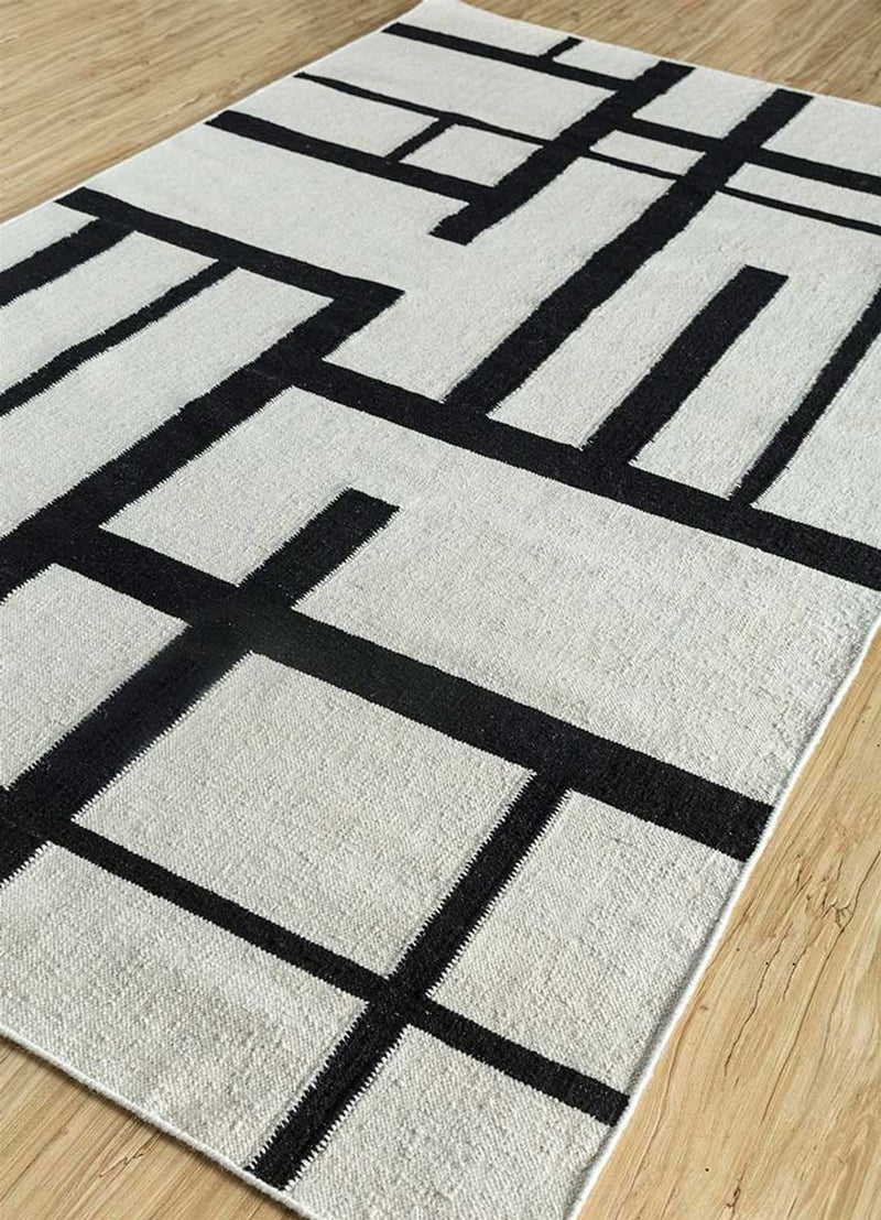 Tappeto di lana - 240 x 150 cm - bianco e nero