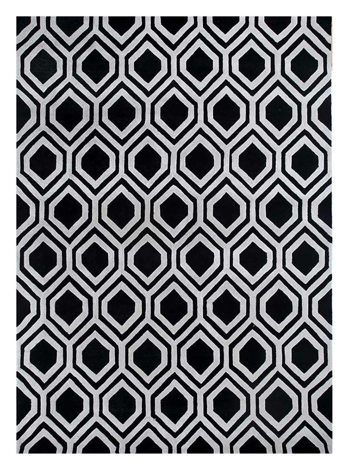 Tappeto di lana - 330 x 240 cm - bianco e nero